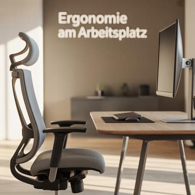 Ergonomischer Arbeitsplatz mit höhenverstellbarem Schreibtisch und Bürostuhl zur Vermeidung von Rückenschmerzen
